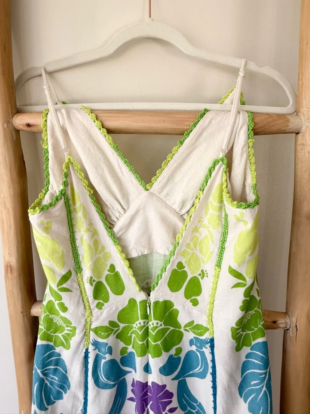 FARM Rio Colorful Tropical Pineapple Graphic Linen Blend Strappy Maxi Dress S - Picture 9 of 16